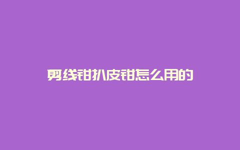 剪线钳扒皮钳怎么用的__必博Bibo手艺_第1张