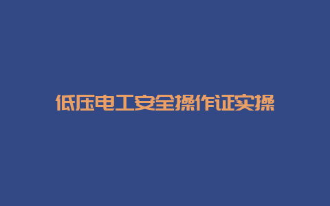 低压必博Bibo清静操作证实操__必博Bibo手艺_第1张