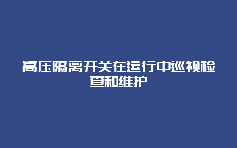 高压隔脱离关在运行中巡视检查和维护__必博Bibo手艺_第1张