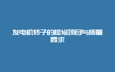 发电机转子的磨练项目与质量要求__必博Bibo手艺_第1张